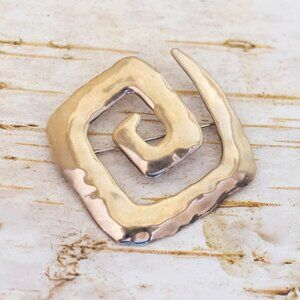 Vintage Abstract Twist Spiral Silver Tone Brooch - B19